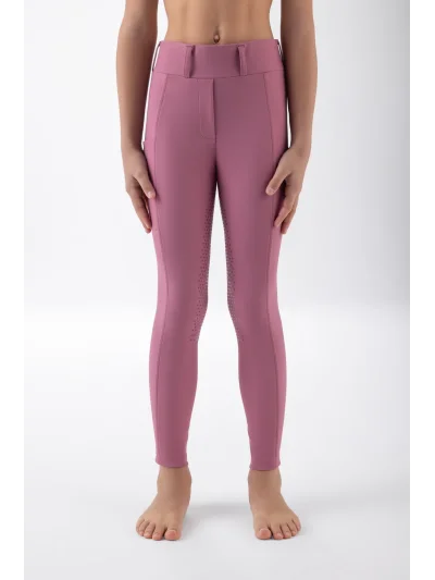 Mallas de montar rosa (Daybreak) full grip junior con logo de strass en el bolsillo EQCLEOF - Equiline - imagen 2