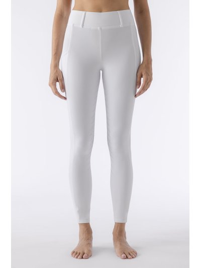 White competition leggings with side pocket (full grip) for women Carbef - Equiline