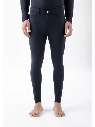 Pantalones de montar de invierno azul marino con grip en rodilla para hombre EQCHERAK - Equiline