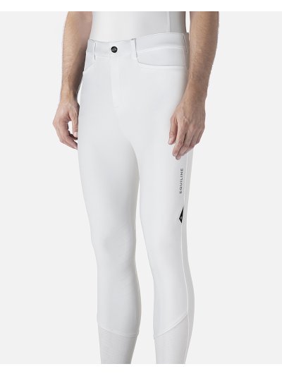 Pantalones blancos de competicion (grip rodilla)  con bolsillo lateral para hombre Celu - Equiline