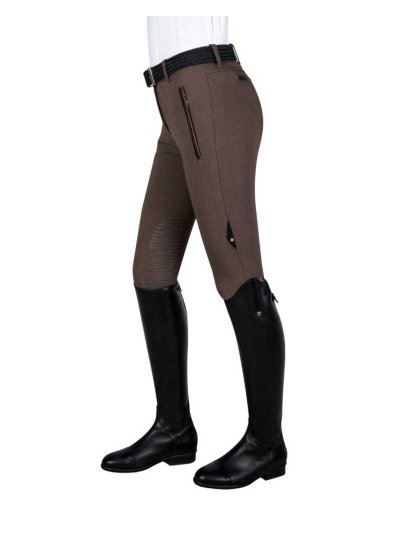Pantalons d'équitation marron (grip aux genoux) pour femme Magdalina - Equiline