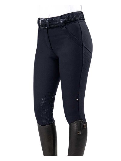 Pantalons bleu marine avec passant imprimé animal arrière (grip aux genoux) pour femme África - Equiline