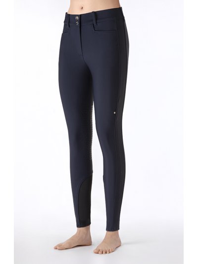 Navy blue high-waist riding breeches (knee grip) for women Endrakh - Equiline
