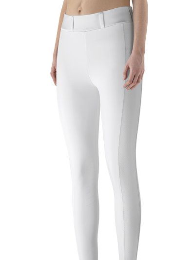 White competition leggings with side pocket for mobile (knee grip) for women Ceberkh - Equiline