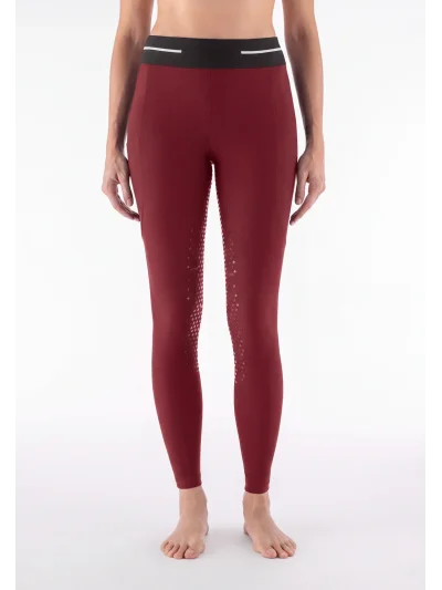 Mallas de montar rojas (Alpine Plum) full grip para mujer EQCLIVEF - Equiline