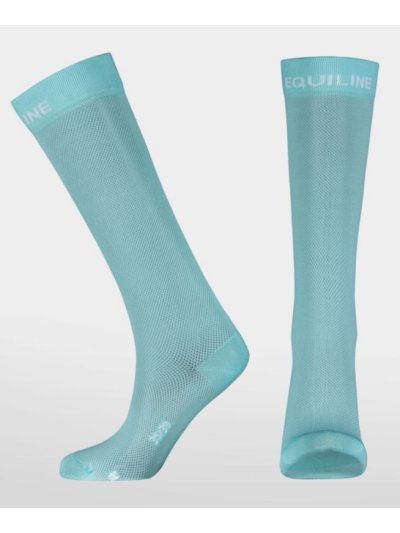 Aquamarine high socks (unisex) with white front logo - Equiline