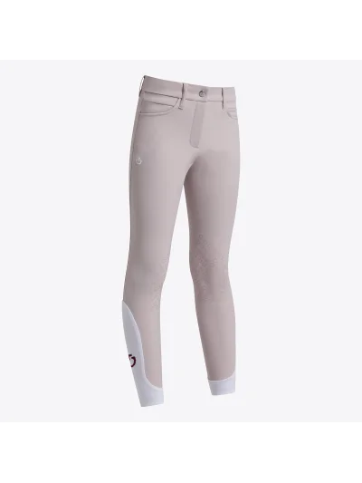 Pantalones de montar rosa claro (Violet Ice) con grip en rodilla para niña - Cavalleria Toscana