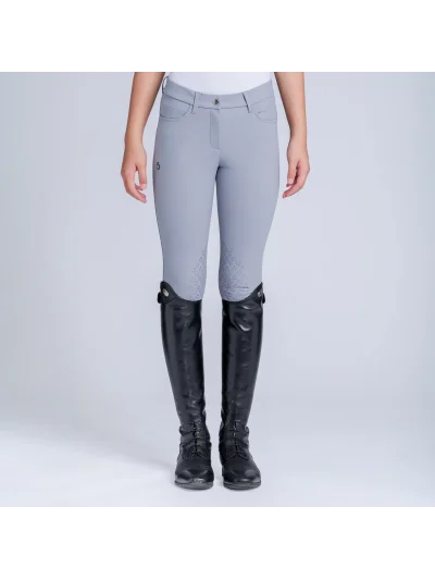 Pantalones de montar azul grisáceo (Windward Blue) con grip en rodilla para niña - Cavalleria Toscana - imagen 2