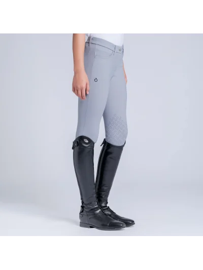 Pantalones de montar azul grisáceo (Windward Blue) con grip en rodilla para niña - Cavalleria Toscana