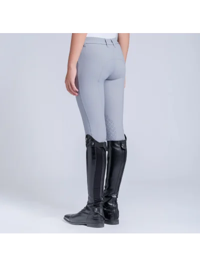 Pantalones de montar azul grisáceo (Windward Blue) con grip en rodilla para niña - Cavalleria Toscana - imagen 3