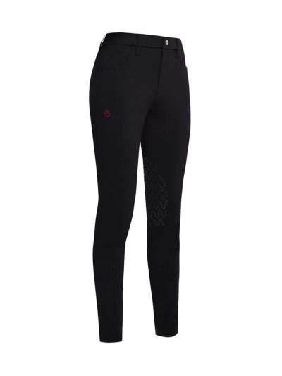 Black perforated horse riding pants (knee grip) for girl - Cavalleria Toscana