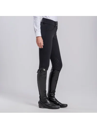 Pantalones de montar negros con grip en rodilla y textura de canalé para mujer American - Cavalleria Toscana - imagen 3