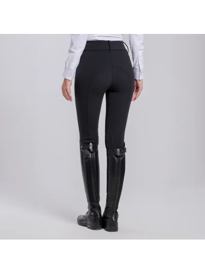Pantalones de montar negros con grip en rodilla y textura de canalé para mujer American - Cavalleria Toscana - imagen 4