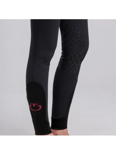 Pantalones de montar negros con grip en rodilla y textura de canalé para mujer American - Cavalleria Toscana - imagen 2