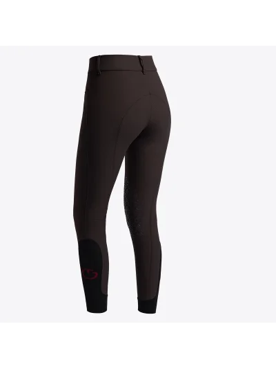 Pantalones de montar marrón oscuro (Espresso) con grip en rodilla y textura de canalé para mujer American - Cavalleria Toscana - imagen 2
