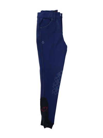 Dark blue pants with pockets and dark gray trim (knee grip) junior unisex - Cavalleria Toscana