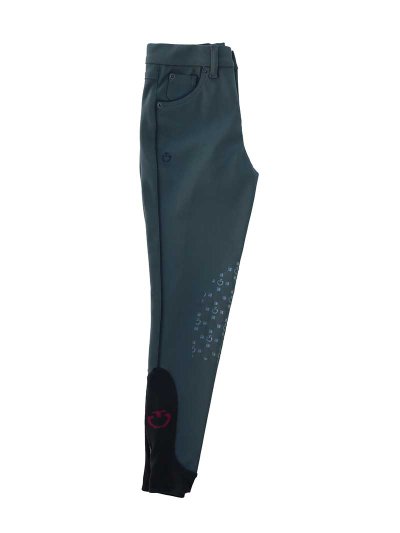 Dark gray pants with pockets and black trim (knee grip) unisex junior - Cavalleria Toscana