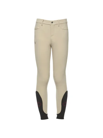 Beige knee-grip riding breeches with pockets for boys - Cavalleria Toscana - imagen 2
