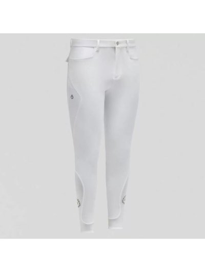 White horse riding pants (knee grip) with top ventilation for men - Cavalleria Toscana