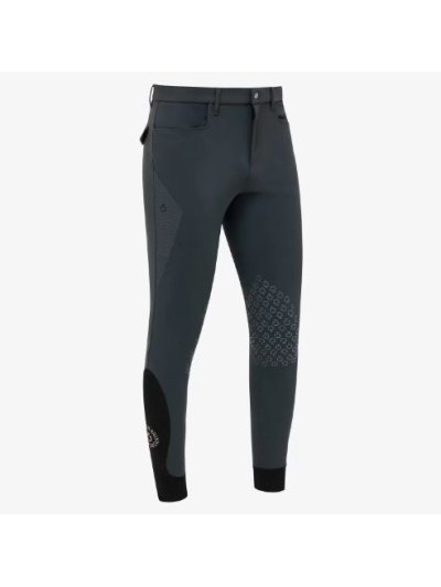 Gray horse riding pants (knee grip) with top ventilation for men - Cavalleria Toscana