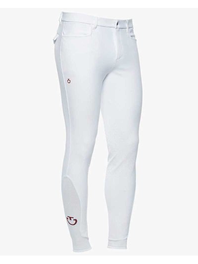 White riding breeches with burgundy logo (knee grip) for men - Cavalleria Toscana