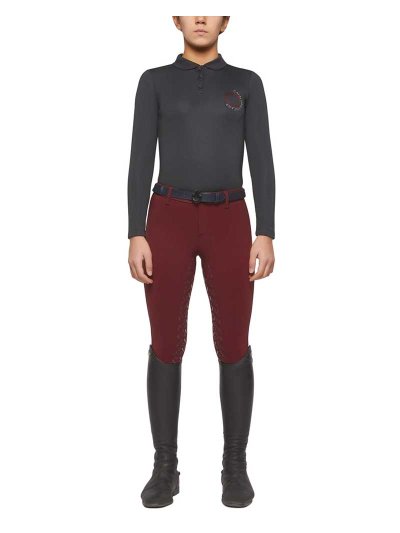 Polo de entrenamiento gris oscuro con interior polar para niña - Cavalleria Toscana