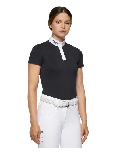 Polo en piqué de compétition à manches courtes gris muy foncé pour femme Team - Cavalleria Toscana