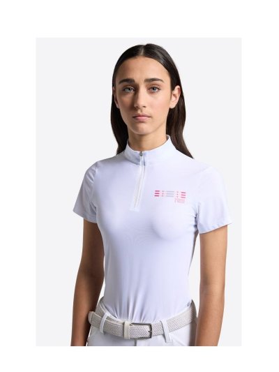 Polo de concours manches courtes blanc zippé pour fille - RG
