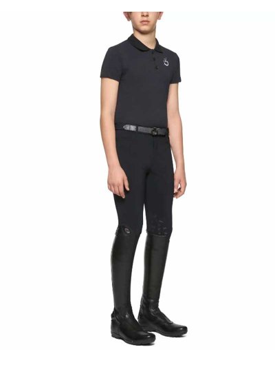 Polo de piqué de manga corta azul marino junior unisex - Cavalleria Toscana