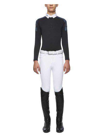 Polo de competición gris muy oscuro de manga larga para niño - Cavalleria Toscana