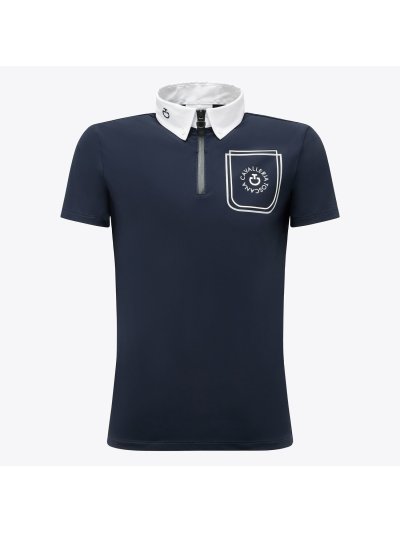 Polo de manga corta azul marino con el logo de la marca para niño - Cavalleria Toscana