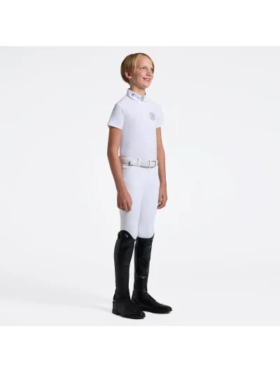 Polo de manga corta blanco con el logo superior derecha para niño - Cavalleria Toscana - imagen 2