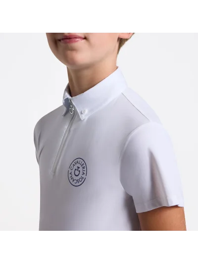 Polo de manga corta blanco con el logo superior derecha para niño - Cavalleria Toscana