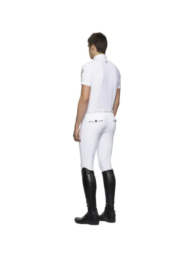 Polo de competición de manga corta blanco con logos en negro para hombre Team - Cavalleria Toscana - imagen 4