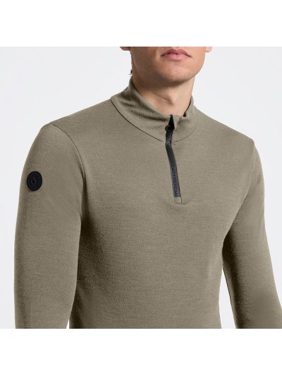 Polo técnico verde claro de manga larga con media cremallera para hombre - Cavalleria Toscana