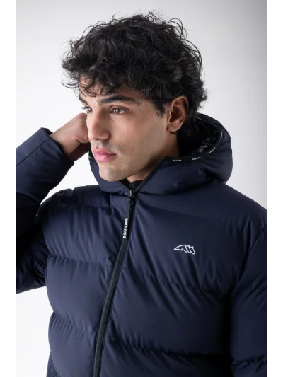 Plumífero con capucha azul marino para hombre EQCAN - Equiline - imagen 2