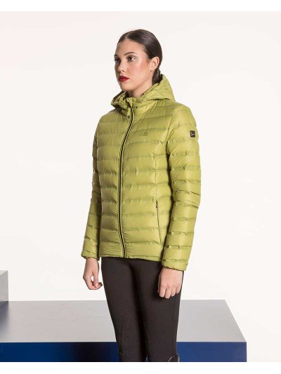 Bomber matelassée vert citron avec capuche pour femme Zaffiro - Equiline