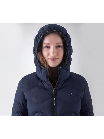 Plumífero con capucha azul marino para mujer EQCENTRY - Equiline - imagen 2