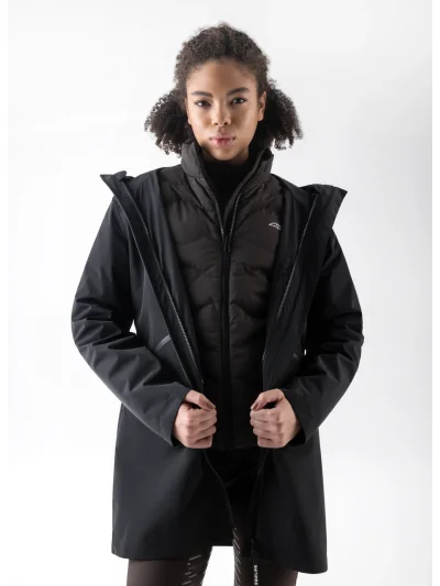 Chaqueta impermeable larga 3 en 1 negra para mujer EQCROOF - Equiline - imagen 3