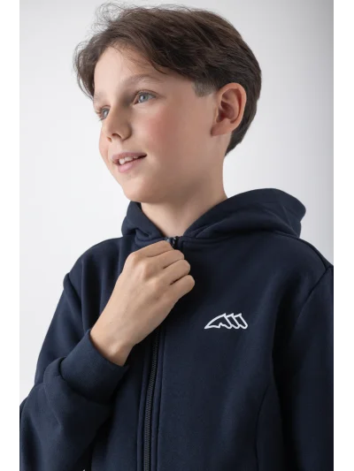 Sudadera con capucha y cremallera azul marino junior EQCOOD - Equiline - imagen 2