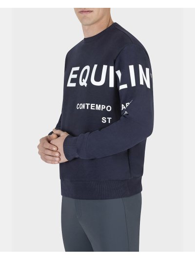 Sudadera azul marino de cuello redondo con letras blancas para hombre Calic - Equiline