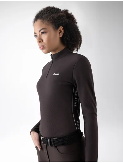 Camiseta técnica second skin marrón oscuro (Coffee Bean) para mujer EQEBLE - Equiline