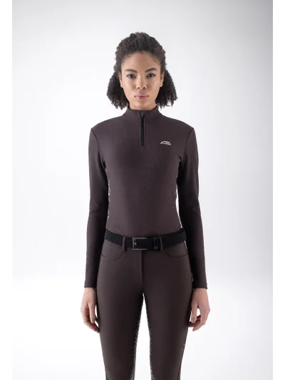 Camiseta técnica second skin marrón oscuro (Coffee Bean) para mujer EQEBLE - Equiline - imagen 2