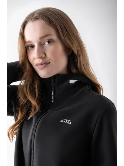 Sudadera técnica con capucha y cremallera negra para mujer EQCETIR - Equiline - imagen 2