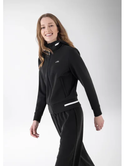 Sudadera técnica con capucha y cremallera negra para mujer EQCETIR - Equiline - imagen 3
