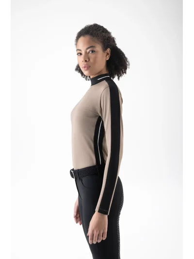 Camiseta técnica second skin beige grisácea (Greige) para mujer EQKIN - Equiline - imagen 3