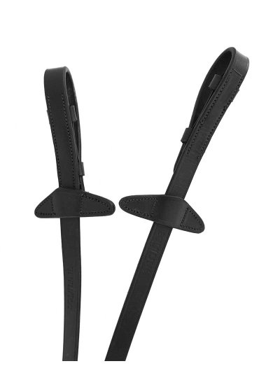 1.6cm black leather and rubber reins with stops and stoppers for horse scissors - Equiline - imagen 3