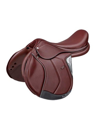Silla de salto de cuero marrón oscuro Nick Skelton - Equiline