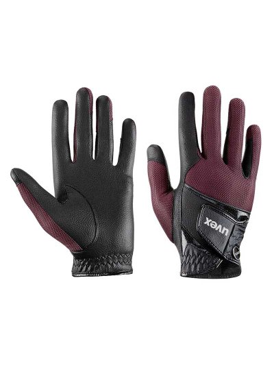Guantes de montar a caballo con ventilación negros y burdeos/vino Summair - UVEX