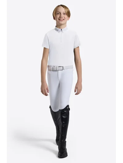 Polo de concurso de manga corta blanco con cremallera para niño - RG - imagen 2